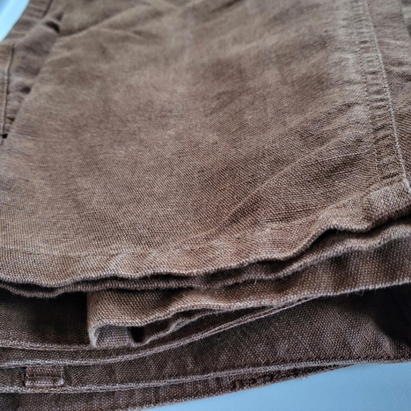 Talbots Petites Vintage Brown Irish Linen Cotton Blend High Rise Tapered Pants - Picture 13 of 14